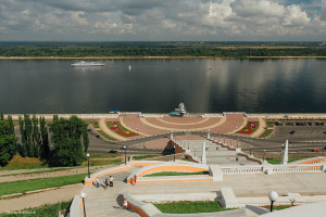 Река Волга. Вид с Чкаловской лестницы.