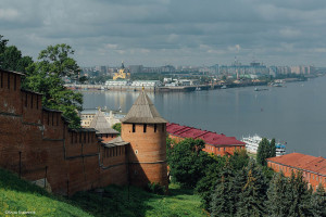 Река Волга, Стрелка. Вид с Чкаловской лестницы.